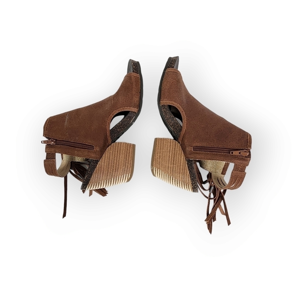 OTBT free spirit heeled open toe fringe bootie 9.5 - Picture 4 of 10